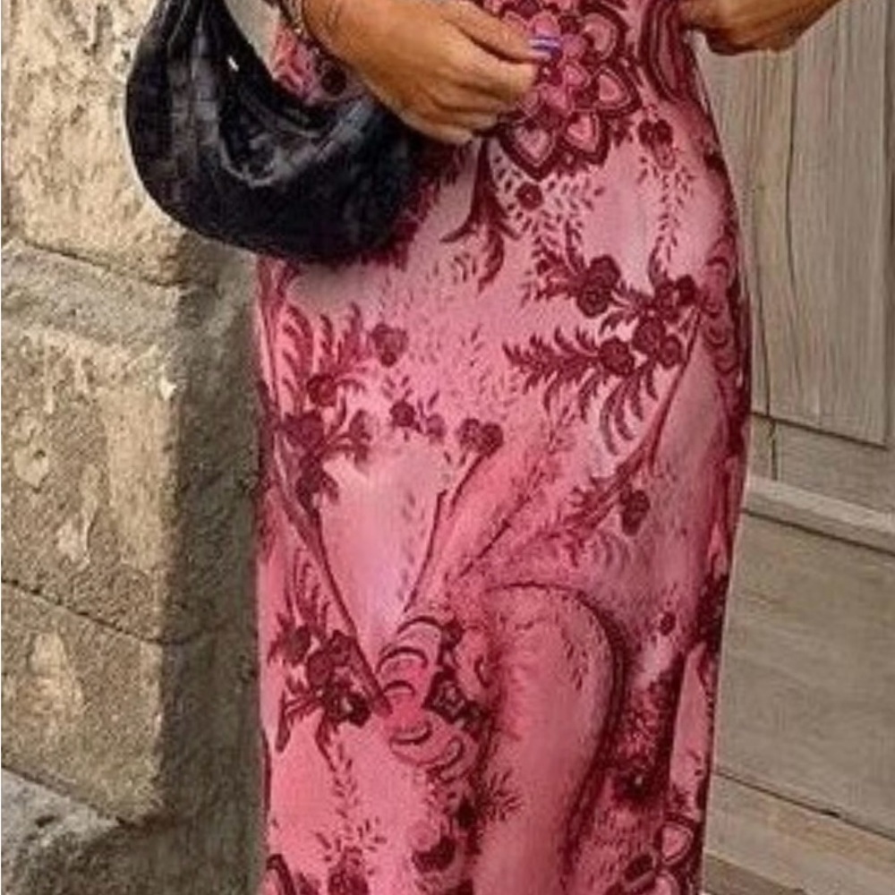 Zara Pink and Red Floral Maxi Dress